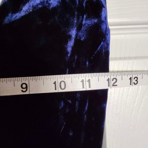 Crushed Velvet Blue Skater Dress - Picture 5 of 7